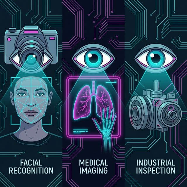 Vision par ordinateur — reconnaissance faciale, imagerie médicale, inspection industrielle